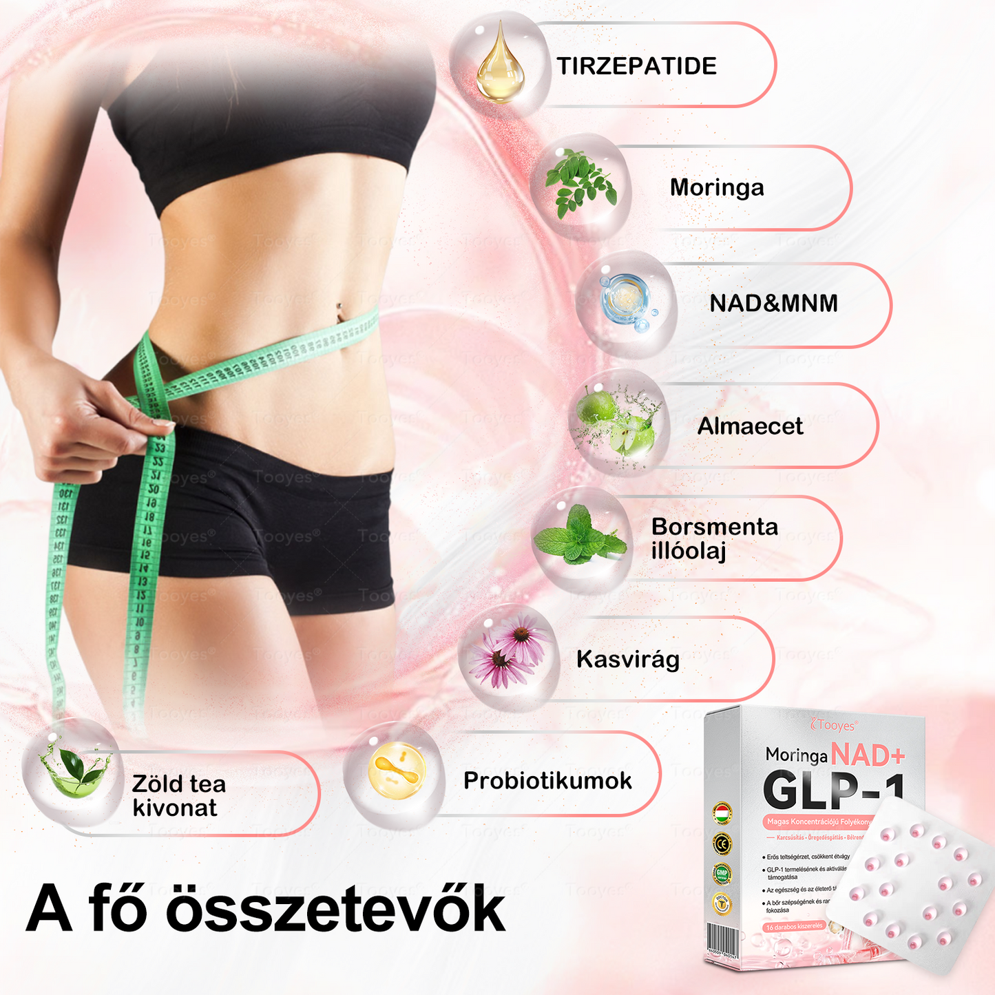 đ„đ„TooyesÂź GLP-1 Magas KoncentrĂĄciĂłjĂș FolyĂ©kony Gyöngyök â NAD+, Moringa, HCA összetevĆkkel (FogyĂĄs, ĂregedĂ©sgĂĄtlĂĄs, BĂ©l- Ă©s Immunrendszer tĂĄmogatĂĄs, VĂ©rcukorszint egyensĂșly, SzĂv- Ă©s AgyegĂ©szsĂ©g) âĄ