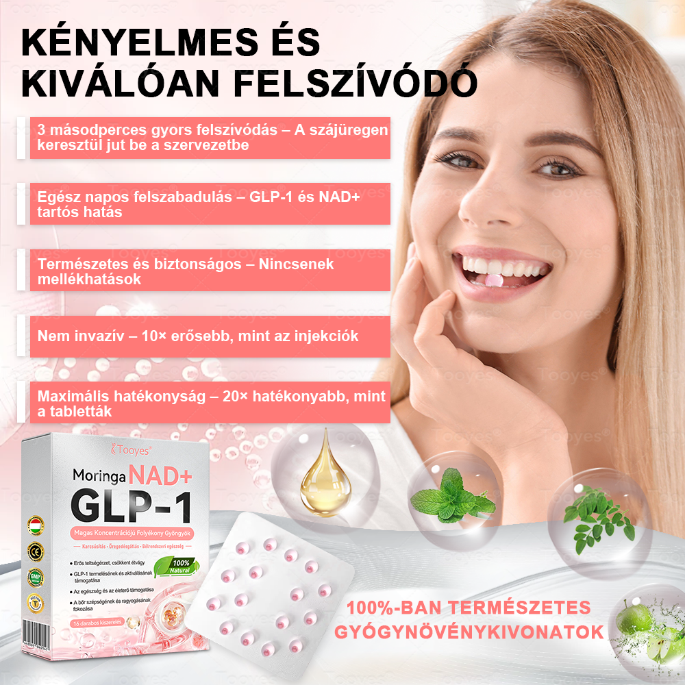 đ„đ„TooyesÂź GLP-1 Magas KoncentrĂĄciĂłjĂș FolyĂ©kony Gyöngyök â NAD+, Moringa, HCA összetevĆkkel (FogyĂĄs, ĂregedĂ©sgĂĄtlĂĄs, BĂ©l- Ă©s Immunrendszer tĂĄmogatĂĄs, VĂ©rcukorszint egyensĂșly, SzĂv- Ă©s AgyegĂ©szsĂ©g) âĄ