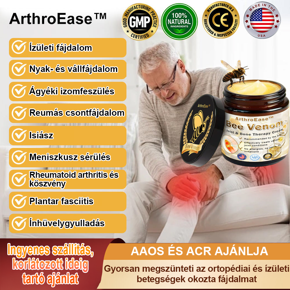 ArthroEase™ Méhméreg ízületi terápiás krém (kifejezetten idősebb felnőttek számára és az AAOS ajánlja)🐝🎁