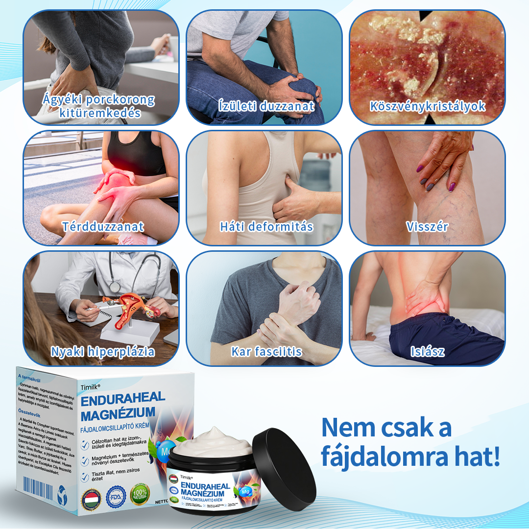 Timilk® EnduraHeal magnéziumos fájdalomcsillapító krém (ízületi gyulladás, neuropátia, reuma, sportsérülések stb. kezelésére)