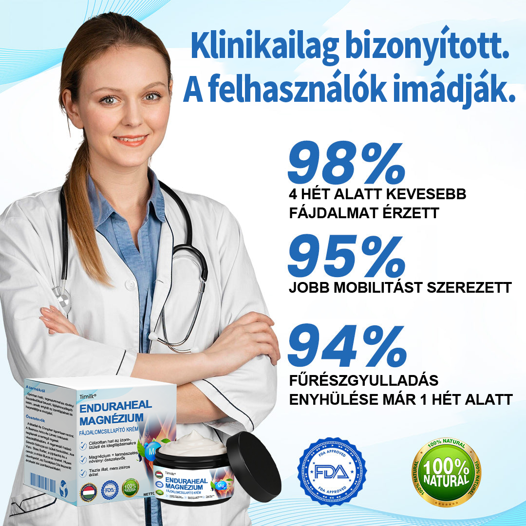 Timilk® EnduraHeal magnéziumos fájdalomcsillapító krém (ízületi gyulladás, neuropátia, reuma, sportsérülések stb. kezelésére)