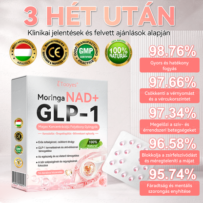 🔥🔥Tooyes® GLP-1 Magas Koncentrációjú Folyékony Gyöngyök – NAD+, Moringa, HCA összetevőkkel (Fogyás, Öregedésgátlás, Bél- és Immunrendszer támogatás, Vércukorszint egyensúly, Szív- és Agyegészség) ⚡